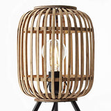 Lampe de table, 1 x E27 max. 40 W - Métal/rotin - Marron clair
