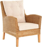 Lot de 2 fauteuils élégants en rotin avec rembourrage - Fauteuil de salon en rotin véritable (miel foncé)