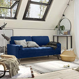 VASAGLE Canapé 3 Places, Surface en Velours, 176 x 83 x 84 cm, pour Petit Appartement, Chambre d’Amis, Chambre d’Adolescent, Cadre en Bois, Montage Facile, Bleu Roi LCS50IN