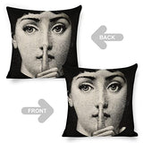 Lina Cavalieri Housse de coussin décorative en lin artificiel, œil personnalisé, comprend uniquement une taie d'oreiller (45 x 45 cm) A19