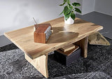 Table basse 120x70x45cm - Bois d'acacia laqué (Bois naturel) - Design naturel - LIVE EDGE #305