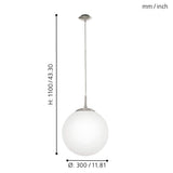 Eglo 85263 Suspension Rondo Nickel mat avec verre opale/mat, diamètre 30 cm