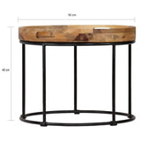 Festnight Table Gigogne Bois et Métal Table Basse Industriel Table d'appoin pour Salon Table de Chevet en Bois Massif Marron et Noir 50 x 40 cm