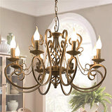 Ganeed lustres, 8 lumières bronze français pays pendentif lustre, luminaire suspendu en métal Vintage rustique luminaire suspendu réglable, salon lumière, lustre de cuisine