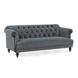 ARREDinITALY Canapé 3P Gris en Polyester Effet Velours - Livraison au Plan