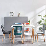 DJFIOSD Chaise De Salle À Manger Nordique, Chaise De Café Confortable Et Décontractée Chaise De Petit-Déjeuner en Plastique Chaise d'angle De Loisirs en Bois Massif en PP,Gray Blue