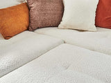 Lisa Design - Rune - canapé d'angle Droit - 4 Places - avec Pouf d'appoint - en Tissu Bouclette - Blanc