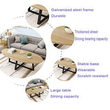 HAOXIANG Table Basse Nordique en Bois Massif, Petit Appartement Ovale Canapé Table D'appoint Maison Salon Chambre Balcon Table De Négociation, Longueur 39.4",Noir