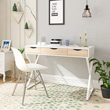 WOLTU TS40ws Bureau Table 110x50x75 cm avec 3 tiroirs,Bureau d'ordinateur Table de Travail en MDF et Acier,Blanc