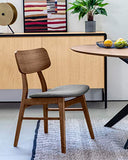 Kave Home - Chaise Selia en hévéa Massif et contreplaqué de Noyer avec revêtement Gris foncé