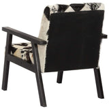 Festnight Fauteuil de Salon | Fauteuil en Cuir véritable Luxueux | Fauteuil de Bureau | Fauteuil Relax pour Canapé | Noir et Blanc