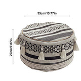 KELUNIS Housse de Pouf carrée Non rembourrée, Repose-Pieds Ottoman tissé en Lin de Coton tricoté Doux pour Salon Chambre à Coucher, Marron,B