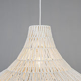 QAZQA Design Lampe suspendue rétro blanche 50 cm - Lina Cono 50 Métal/Tissu Blanc Rond E27 Max. 1 x 60 Watt/Luminaire/Lumiere/Éclairage/intérieur/Salon/Cuisine