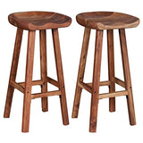 ROMELAREU Tabouret de Bar 2 pcs Bois d'acacia 38 x 37 x 76 cm Meubles Fauteuils Tabourets et chaises de Bar