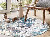 MANI TEXTILE - Tapis Rond Bleu Dimensions - 120x120