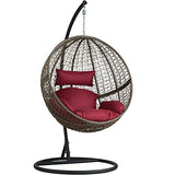 TecTake Chaise hamac avec Support en Résine Tressée Fauteuil Suspendu de Jardin Balancelle Transat - diverses Couleurs au Choix - (Marron | No. 401776)