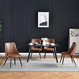 MEUBLE COSY Lot de 4 Chaises de Salle à Manger Rétro Fauteuil Assise rembourrée en suédine Piedsen Métal Noir, Style Industriel, Marron et Or, 52,5x49,5x83cm