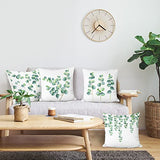 Bonhause Lot de 4 Housse de Coussin Feuilles d'eucalyptus 45 x 45 cm Plante Verte Velours Doux Décoratif Taie d'oreiller pour Canapé Lits Chaises Voiture Salon Maison Décor
