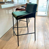 Damiware Lev Tabouret de Bar de qualité supérieure avec Housse en Velours ((Velours Vert Foncé, 75 cm)
