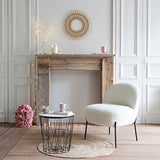Happy Garden Chaise HELMI, Fauteuil d'appoint, Tissu Bouclette écru, Effet Peau de Mouton, piétement en métal