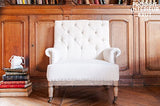 Fauteuil Vintage en Lin Edmond - Bois Massif, Bois Ancien, Grand Confort d'assise, Finition brossée | Structure apparente pour Une élégance Tout en simplicité - Beige (L77 x H88 x P78 cm)