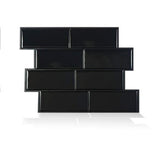 ArteCita Carrelage Adhésif Mural 3D Breveté résistant à l'eau & à la Chaleur - 29x21cm - Metro Noir (x6)