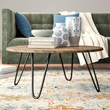 ASPECT Brockton Table Basse Ronde, Bois d'ingénierie, Brun/Noir, 80 x 80 x 35 cm