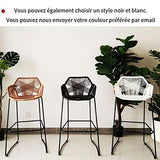 Tabourets de Bar Exterieur Chaise de Bar en Rotin Tabouret Haut avec Dossier Tabouret de Cuisine Ilot Cuisine Chaise de Bar pour Jardin Extérieur Salle À Manger Beige,Lot de 2,65cm