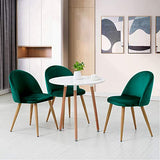 Lot de 2 chaises de salle à manger en velours capitonné avec dossier et pieds en métal pour salle à manger, salon et chambre à coucher, Velours tissu, Vert, 46*46*77cm