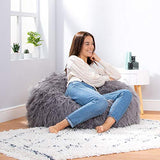 Icon Pouf Classique en Fausse Fourrure Mongole Yeti, Gris Anthracite, Poufs de Salon, 85cm x 50cm, Pouf Poire Grand, Chaise pour Chambre