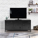 MEUBLE COSY Grand Espace 3 Portes Métal Bureau Armoire 2 Couches Buffet de Rangement Meuble Télévision, Noir, 120 x 40 x 58cm