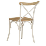 vidaXL 2X Bois Manguier Solide Chaise à Dossier Croisé Blanc Chaise de Cuisine