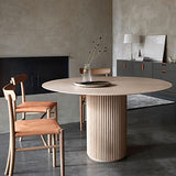 Table de salle à manger ronde en bois de pin avec socle en bois – Parfaite pour la cuisine, la salle à manger ou le restaurant – Design élégant et simple en bois massif – Idéal pour les pauses café de