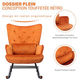 HomeMiYN Fauteuil A Bascule Scandinave Fauteuil d'allaitement Rétro en Velours Pieds en Bois Chaise A Bascule pour Chambre à Coucher Bureau,Caramel