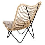 Fauteuil Naturel avec Coussin Fibres - FYSIKES - L 76 x l 76 x H 87 - Neuf