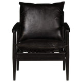 vidaXL Fauteuil Cuir Véritable avec Bois d'Acacia Noir Salle de Séjour Salon