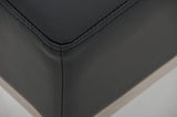 CLP Banc 3 Places LAMEGA 120x40, Rembourrage épais 15 cm, Banquette, châssis en Acier brossé, Similicuir Noir