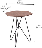 Marque Amazon - Rivet - Table d'appoint hexagonale en noyer et métal noir, 50 x 40 x 46 cm