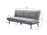 Loungitude Banquette convertible en velours gris perle et pieds métal noirs
