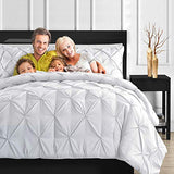 Sedefen Blanc Housse de Couette 220x240cm Pintuck avec Fermeture Éclair - Ado Fille Adulte Parure de Lit 2 Personnes en Microfibre + 2 taie d'oreiller 65x65cm