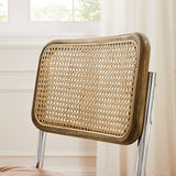 Zouron Chaises De Cuisine en Rotin Lot de 2, Chaises De Salle à Manger Modernes du Milieu du SièCle, Chaises De Cuisine sans Accoudoirs avec Dossier en Rotin Tressé, Pieds en MéTal, Marron