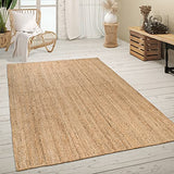 Paco Home Tapis De Salon Fibres Naturelles Artisanal Jute Chiné Motif Moderne Style Boho, Dimension:160x230 cm, Couleur:Naturelle 2