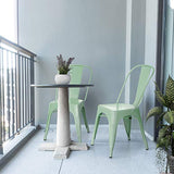 hjh OFFICE 645040 Chaise en métal bistro VANTAGGIO BRUSH vert pastel mat, design Industriel, empilable