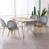 TUKAILAI Lot de 2 Fauteuil Chaise de Salle à Manger Velours Gris Chaise de Bureau Ergonomique Pieds Métal avec Finition en Bois Gris