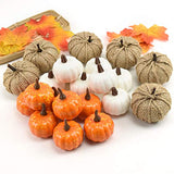 HiCollie Lot de 22 citrouilles artificielles en toile de jute, citrouilles blanches et jaunes, simulation citrouille, automne, Thanksgiving décorations Halloween