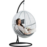 TecTake Chaise hamac avec Support en Résine Tressée Fauteuil Suspendu de Jardin Balancelle Transat - diverses Couleurs au Choix - (Blanc | No. 401775)