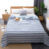 Chickwin Couvre Lit Matelassée, Simple Rayure Imprimé Couvre-lit Réversible Couverture de lit Doux Microfiber Jeté de Lit Dessus de Lit pour Lit 1 ou 2 Personnes (Bleu,150x200cm)