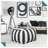 DESHOME - Pouf repose-pieds d'extérieur et intérieur tissu hydrofuge, déhoussable avec rembourrage 80 x 80 x 50 cm : Pouf pour canapé de séjour chambre à coucher, Pouf rayé
