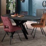 NOUVOMEUBLE Table Ovale 220 cm Moderne Effet marbre Noir Morgana