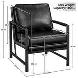 Yaheetech Fauteuil de Salon Confortable Cadre Métal Fauteuil de Chaise pour Salon Chambre Salle de Séjour Bureau Intérieur Noir